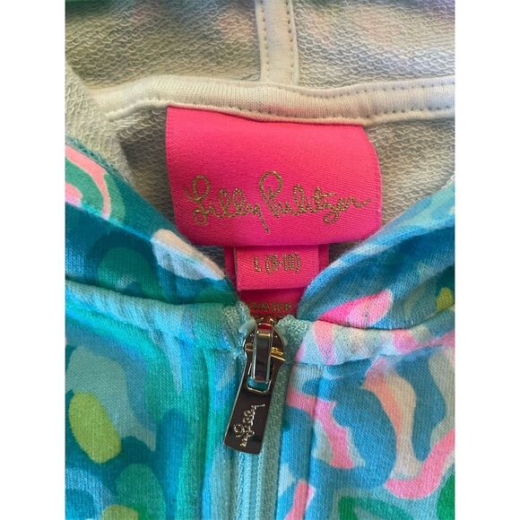 Lilly Pulitzer Girls Hooded Cooke CoverUp L (8-10) Vibrant Floral Print UPF 50+ - Picture 4 of 5